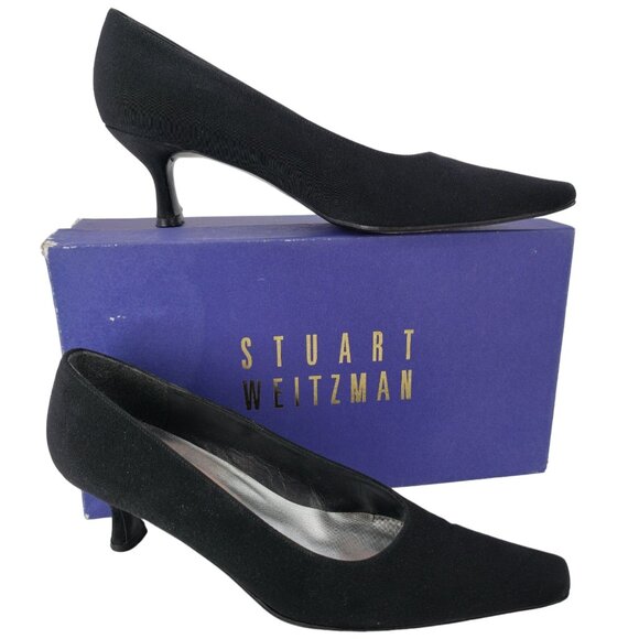 Stuart Weitzman Shoes - Stuart Weitzman Black Plissé Fabric Formal Pumps Womens 8.5AAA Dress Shoes Heels